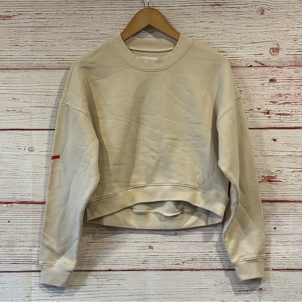MATE the Label Fleece Cropped Sweatshirt in Bone Sz XS